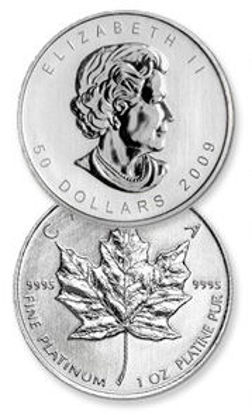 Picture of Canadian Platinum Maple Leafs 1 Troy oz Random Date